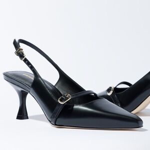 Larroude Ines Elegant Black Slingback Heels